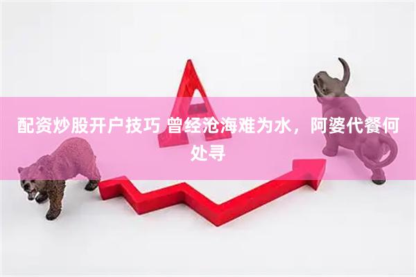 配资炒股开户技巧 曾经沧海难为水，阿婆代餐何处寻